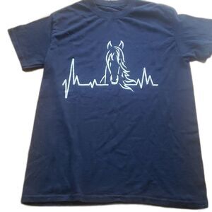 Black Horse Graphic Tee Womens Small Casual Slim Fit Short Sleeve 17.5" p2p 25"L